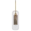 GLOBOSTAR® AVERY 00741 Μοντέρνο Κρεμαστό Φωτιστικό Οροφής με Ντουί 1 x E27 AC 220-240V IP20 - Διάφανο & Χρυσό - Μ15 x Π15 x Υ60cm