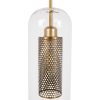 GLOBOSTAR® AVERY 00741 Μοντέρνο Κρεμαστό Φωτιστικό Οροφής με Ντουί 1 x E27 AC 220-240V IP20 - Διάφανο & Χρυσό - Μ15 x Π15 x Υ60cm