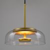 GLOBOSTAR® CHARLOTTE 00742 Μοντέρνο Κρεμαστό Φωτιστικό Οροφής LED 5W 500lm 180° AC 220-240V IP20 Θερμό Λευκό 2700K - Lumileds SMD Chip - Διάφανο & Χρυσό - Μ23 x Π23 x Υ23cm - 2 Χρόνια Εγγύηση