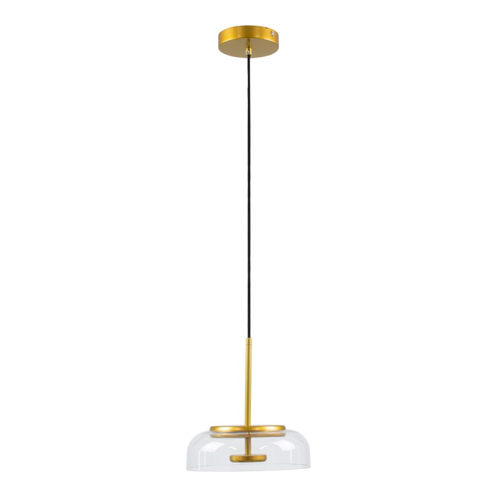 GLOBOSTAR® CHARLOTTE 00742 Μοντέρνο Κρεμαστό Φωτιστικό Οροφής LED 5W 500lm 180° AC 220-240V IP20 Θερμό Λευκό 2700K - Lumileds SMD Chip - Διάφανο & Χρυσό - Μ23 x Π23 x Υ23cm - 2 Χρόνια Εγγύηση