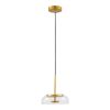 GLOBOSTAR® CHARLOTTE 00742 Μοντέρνο Κρεμαστό Φωτιστικό Οροφής LED 5W 500lm 180° AC 220-240V IP20 Θερμό Λευκό 2700K - Lumileds SMD Chip - Διάφανο & Χρυσό - Μ23 x Π23 x Υ23cm - 2 Χρόνια Εγγύηση