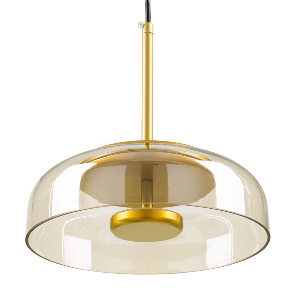 GLOBOSTAR® CHARLOTTE 00744 Μοντέρνο Κρεμαστό Φωτιστικό Οροφής LED 5W 500lm 180° AC 220-240V IP20 Θερμό Λευκό 2700K - Lumileds SMD Chip - Μελί & Χρυσό - Μ23 x Π23 x Υ23cm - 2 Χρόνια Εγγύηση