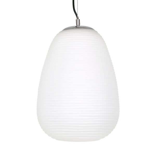 GLOBOSTAR® FREYA 00745 Μοντέρνο Κρεμαστό Φωτιστικό Οροφής με Ντουί 1 x E27 AC 220-240V IP20 - Λευκό & Ασημί - Μ24 x Π24 x Υ35cm