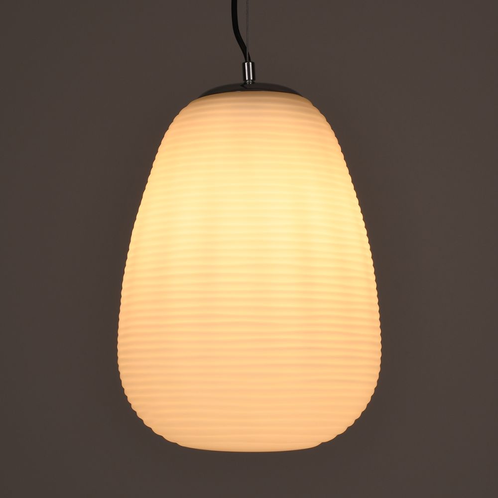 GLOBOSTAR® FREYA 00745 Μοντέρνο Κρεμαστό Φωτιστικό Οροφής με Ντουί 1 x E27 AC 220-240V IP20 - Λευκό & Ασημί - Μ24 x Π24 x Υ35cm