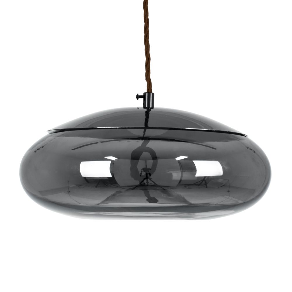 GLOBOSTAR® AXTON 00751 Μοντέρνο Κρεμαστό Φωτιστικό Οροφής LED 5W 500lm 180° AC 220-240V IP20 Θερμό Λευκό 2700K - Sanan SMD Chip - Μαύρο & Μαύρο Φιμέ - Μ30 x Π30 x Υ15cm - 2 Xρόνια Εγγύηση