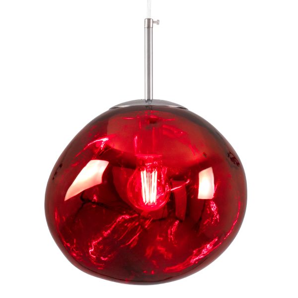 GLOBOSTAR® DIXAR 00762 Μοντέρνο Κρεμαστό Φωτιστικό Οροφής με Ντουί 1 x E27 AC 220-240V IP20 - Κόκκινο & Ασημί - Μ28 x Π28 x Υ40cm