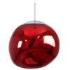 GLOBOSTAR® DIXAR 00763 Μοντέρνο Κρεμαστό Φωτιστικό Οροφής με Ντουί 1 x E27 AC 220-240V IP20 - Κόκκινο & Ασημί - Μ36 x Π36 x Υ45cm