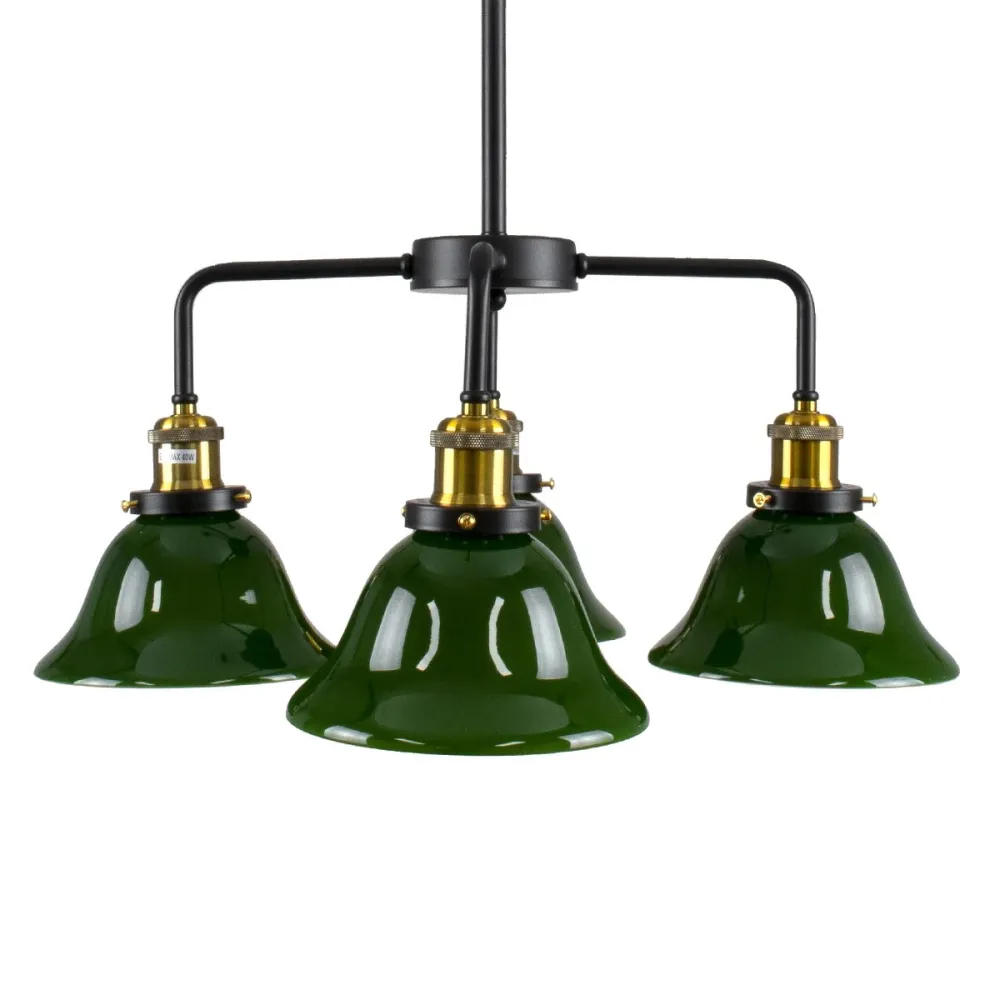 GLOBOSTAR® LIBRARY 00769 Vintage Φωτιστικό Οροφής με Ντουί 4 x E27 AC 220-240V IP20 - Πράσινο & Χρυσό - Μ57 x Π57 x Υ90cm