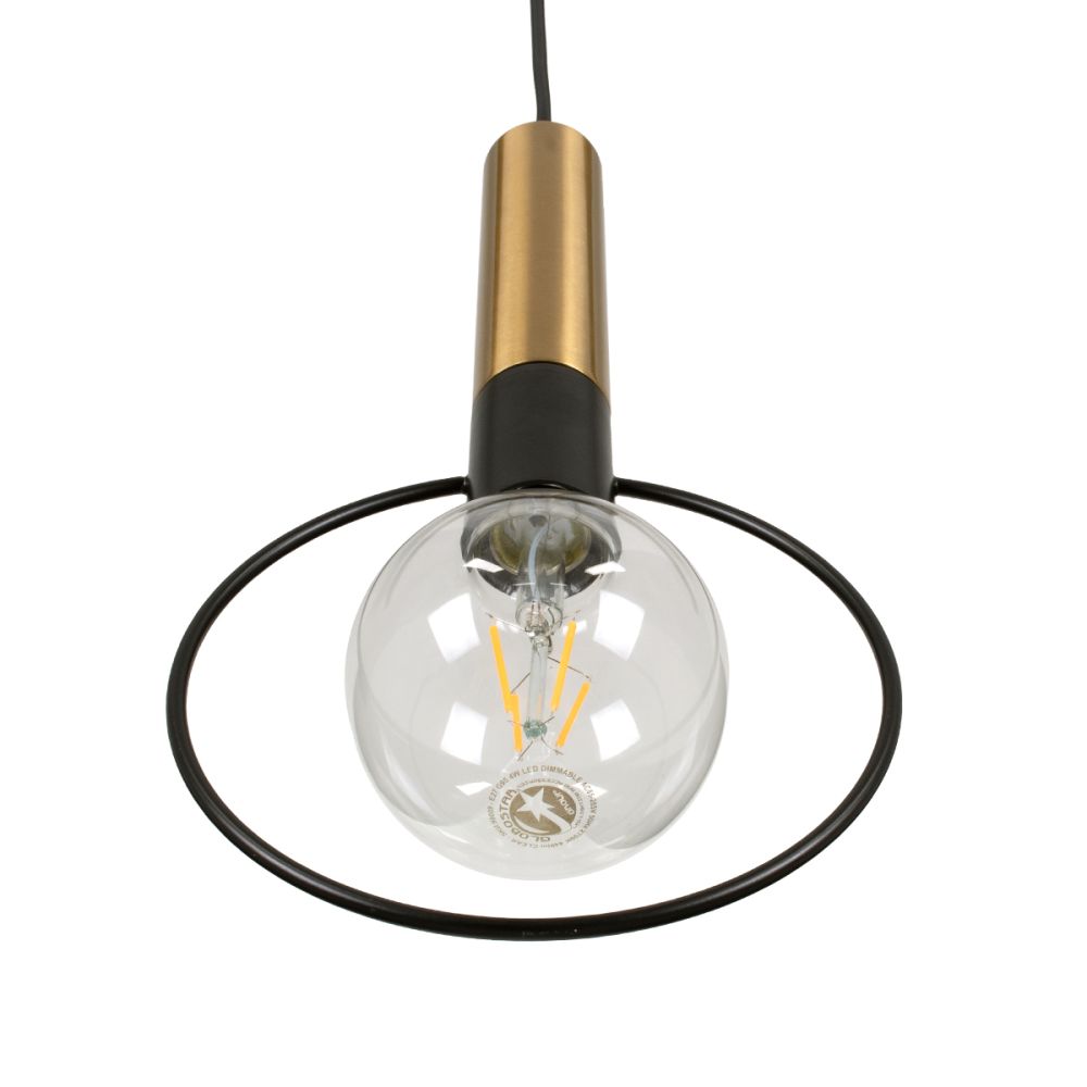 GLOBOSTAR® OLVERO 00772 Μοντέρνο Κρεμαστό Φωτιστικό Οροφής με Ντουί 1 x E27 AC 220-240V IP20 - Μαύρο & Χρυσό - Μ18 x Π4 x Y38cm