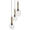 GLOBOSTAR® OLVERO 00773 Μοντέρνο Κρεμαστό Φωτιστικό Οροφής με Ντουί 3 x E27 AC 220-240V IP20 - Μαύρο & Χρυσό - Μ30 x Π30 x Y130cm