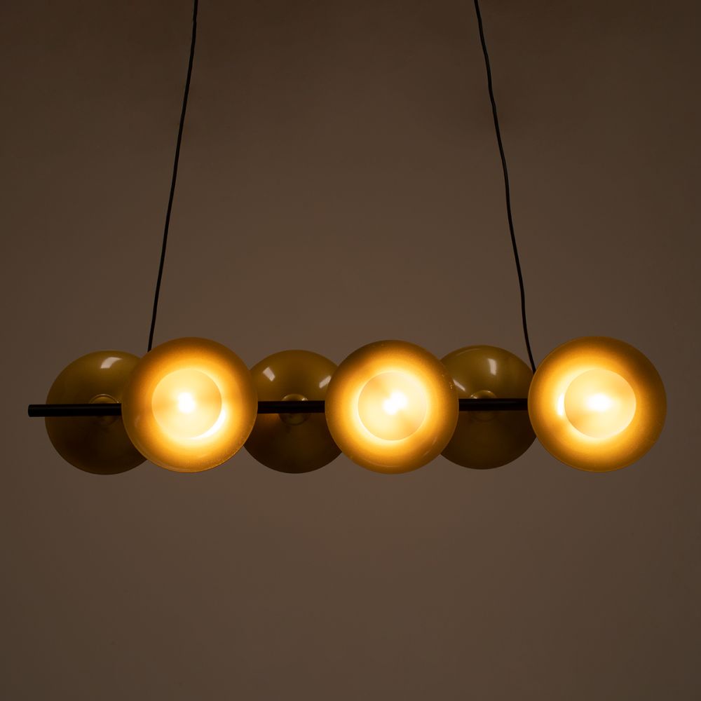 GLOBOSTAR® JOLIET 00783 Μοντέρνο Κρεμαστό Φωτιστικό Οροφής με Ντουί 6 x G9 AC 220-240V IP20 - Μαύρο & Χρυσό - Μ95 x Π28 x Υ20cm
