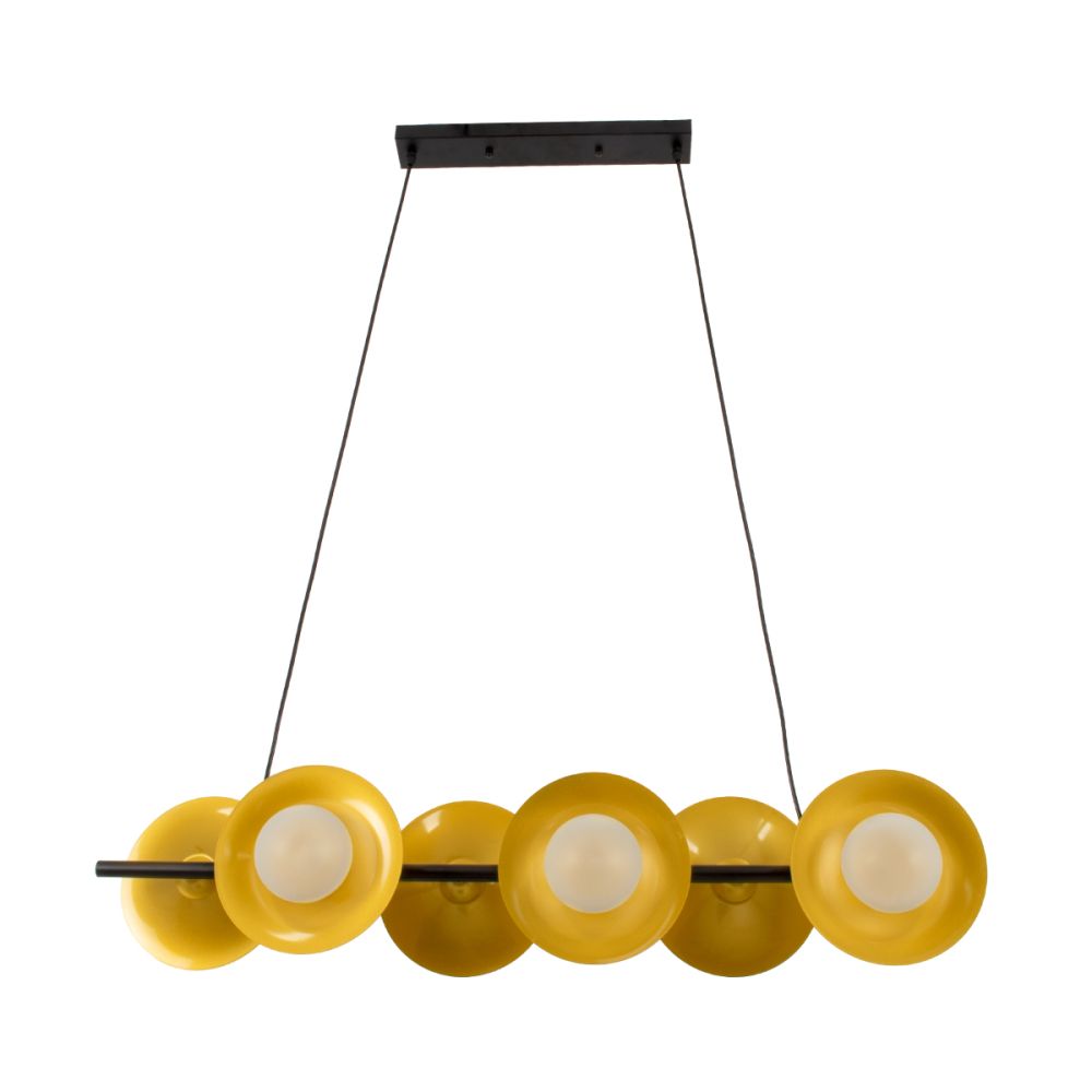GLOBOSTAR® JOLIET 00783 Μοντέρνο Κρεμαστό Φωτιστικό Οροφής με Ντουί 6 x G9 AC 220-240V IP20 - Μαύρο & Χρυσό - Μ95 x Π28 x Υ20cm