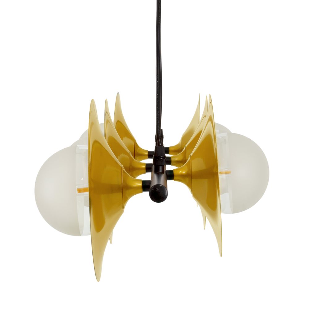 GLOBOSTAR® JOLIET 00783 Μοντέρνο Κρεμαστό Φωτιστικό Οροφής με Ντουί 6 x G9 AC 220-240V IP20 - Μαύρο & Χρυσό - Μ95 x Π28 x Υ20cm