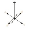 GLOBOSTAR® ZANE 00784 Μοντέρνο Φωτιστικό Οροφής με Ντουί 6 x E27 AC 220-240V IP20 - Μαύρο - Μ70 x Π70 x Υ100cm