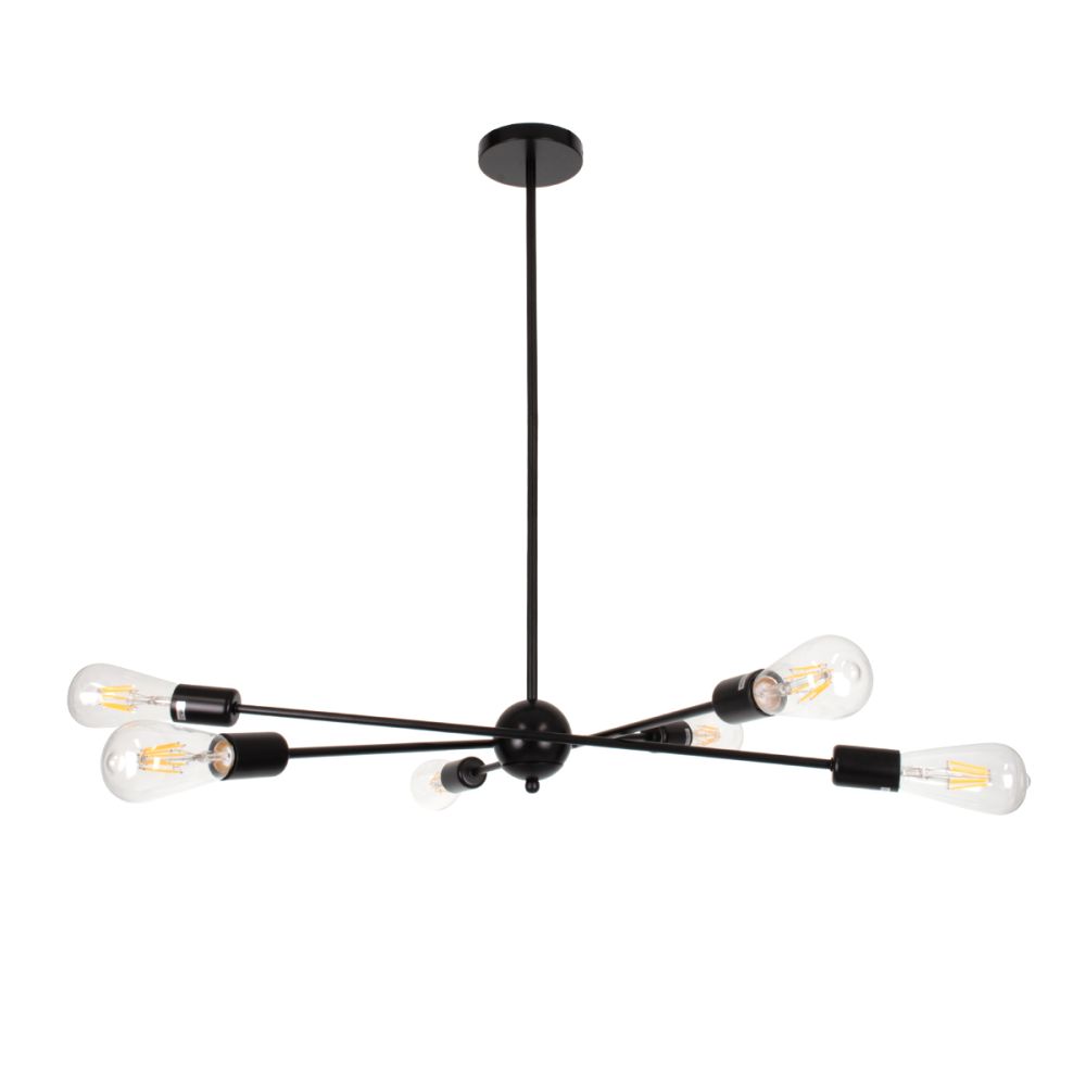 GLOBOSTAR® ZANE 00784 Μοντέρνο Φωτιστικό Οροφής με Ντουί 6 x E27 AC 220-240V IP20 - Μαύρο - Μ70 x Π70 x Υ100cm