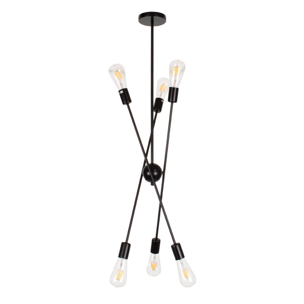 GLOBOSTAR® ZANE 00784 Μοντέρνο Φωτιστικό Οροφής με Ντουί 6 x E27 AC 220-240V IP20 - Μαύρο - Μ70 x Π70 x Υ100cm