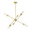 GLOBOSTAR® ZANE 00786 Μοντέρνο Φωτιστικό Οροφής με Ντουί 6 x E27 AC 220-240V IP20 - Χρυσό - Μ70 x Π70 x Υ100cm