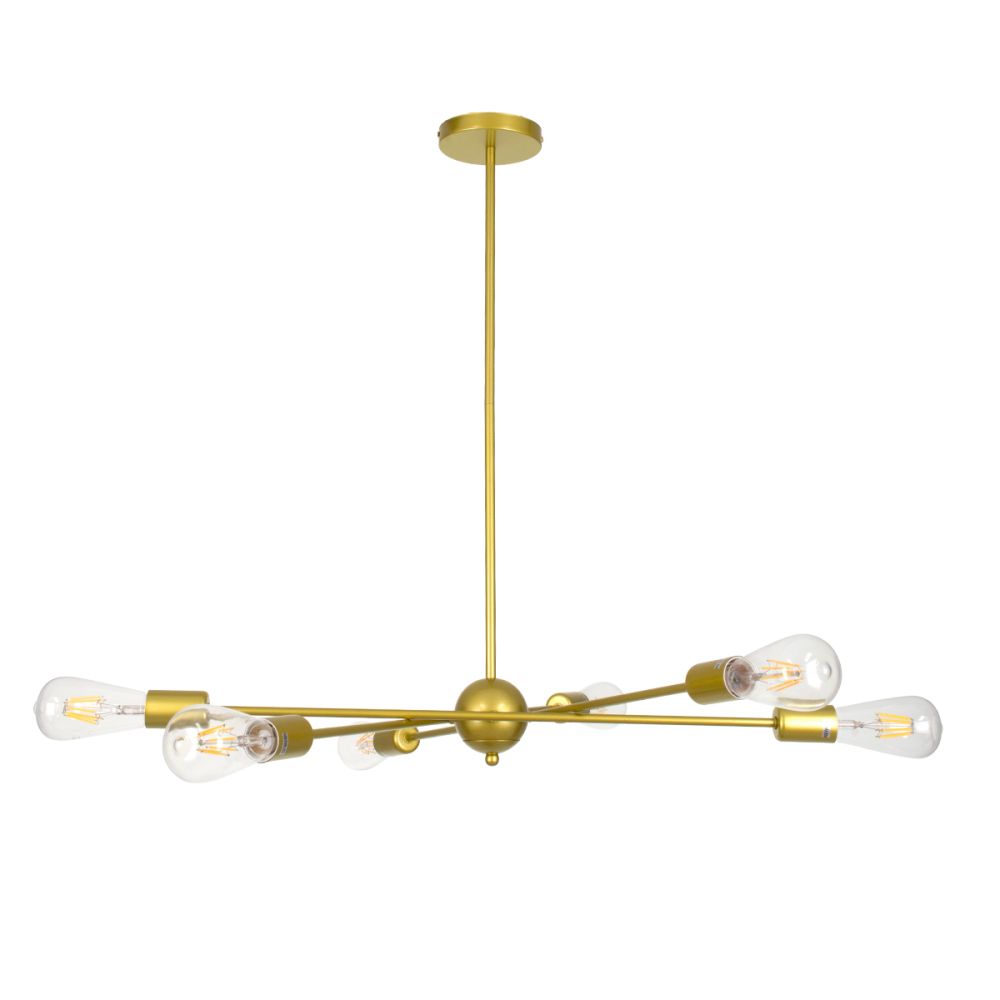 GLOBOSTAR® ZANE 00786 Μοντέρνο Φωτιστικό Οροφής με Ντουί 6 x E27 AC 220-240V IP20 - Χρυσό - Μ70 x Π70 x Υ100cm
