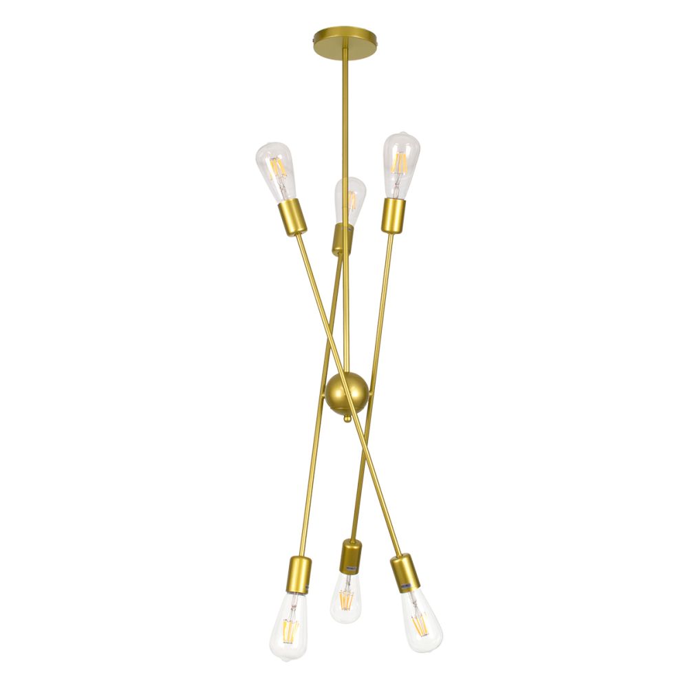 GLOBOSTAR® ZANE 00786 Μοντέρνο Φωτιστικό Οροφής με Ντουί 6 x E27 AC 220-240V IP20 - Χρυσό - Μ70 x Π70 x Υ100cm