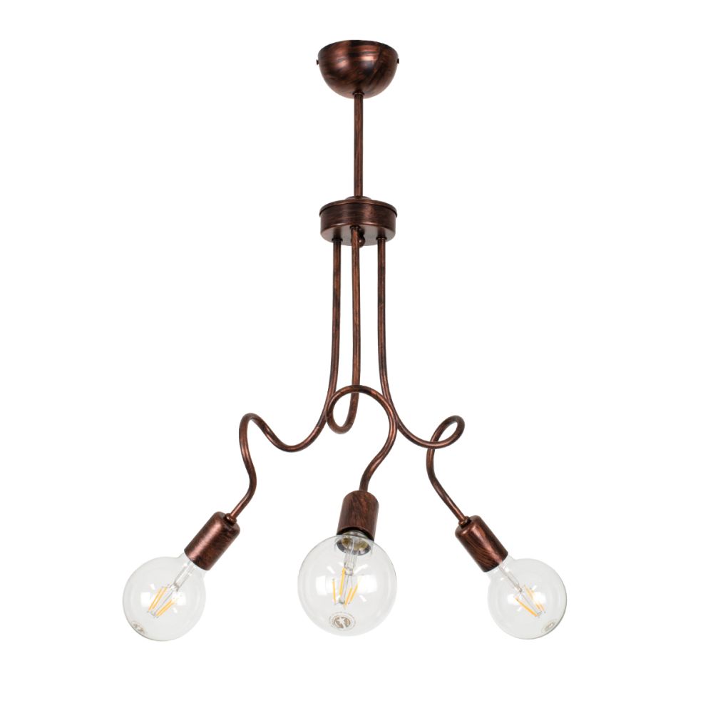 GLOBOSTAR® ASPECT 00788 Μοντέρνο Φωτιστικό Οροφής με Ντουί 3 x E27 AC 220-240V IP20 - Χάλκινο - Μ42 x Π42 x Υ60cm