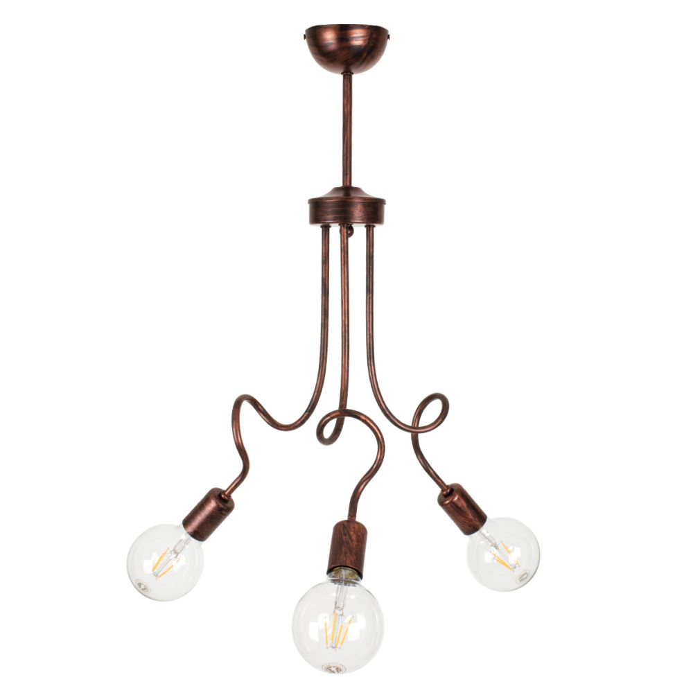 GLOBOSTAR® ASPECT 00788 Μοντέρνο Φωτιστικό Οροφής με Ντουί 3 x E27 AC 220-240V IP20 - Χάλκινο - Μ42 x Π42 x Υ60cm