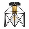 GLOBOSTAR® TRON 00792 Μοντέρνο Φωτιστικό Οροφής με Ντουί 1 x E27 AC 220-240V IP20 - Μαύρο & Χρυσό - Μ18 x Π18 x Υ19.5cm
