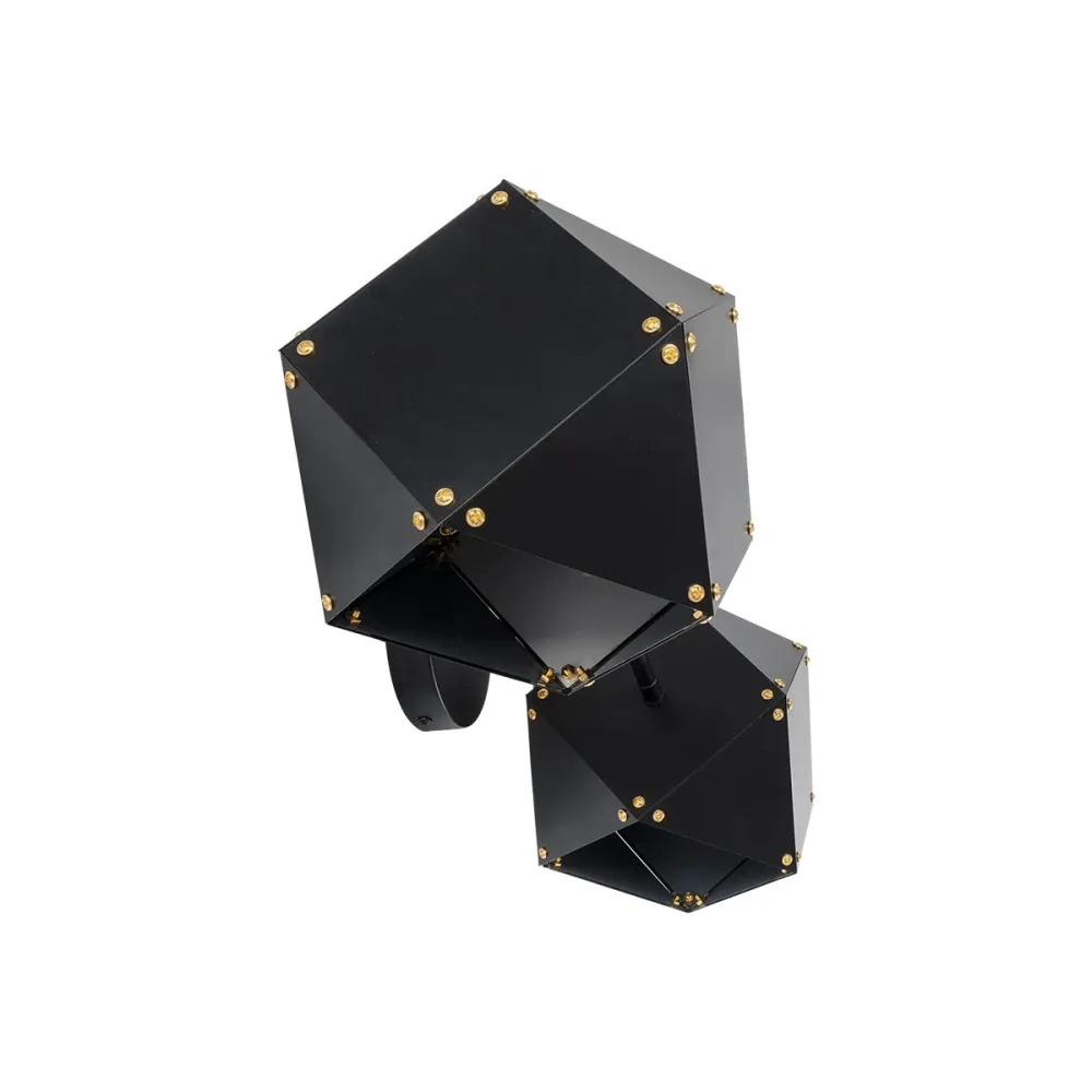GLOBOSTAR® WELLES 00795 Μοντέρνο Φωτιστικό Τοίχου - Απλίκα με Ντουί 2 x E14 AC 220-240V IP20 - Μαύρο - Μ52 x Π21 x Υ17cm
