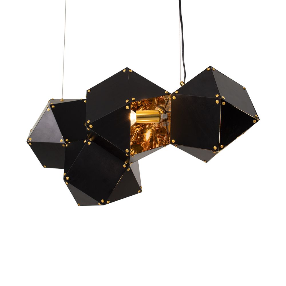 GLOBOSTAR® WELLES REPLICA 00796 Μοντέρνο Κρεμαστό Φωτιστικό Οροφής με Ντουί 4 x E14 AC 220-240V IP20 - Μαύρο & Χρυσό - Μ68 x Π32 x Υ30cm