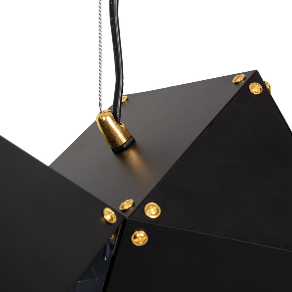 GLOBOSTAR® WELLES REPLICA 00797 Μοντέρνο Κρεμαστό Φωτιστικό Οροφής με Ντουί 6 x E14 AC 220-240V IP20 - Μαύρο & Χρυσό - Μ98 x Π32 x Υ30cm