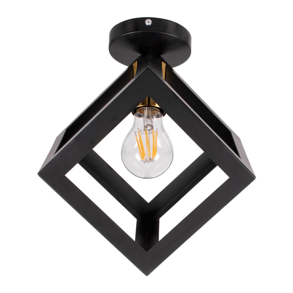 GLOBOSTAR® CUBE 00799 Μοντέρνο Φωτιστικό Οροφής με Ντουί 1 x E27 AC 220-240V IP20 - Μαύρο & Χρυσό - Μ25 x Π25 x Υ25cm