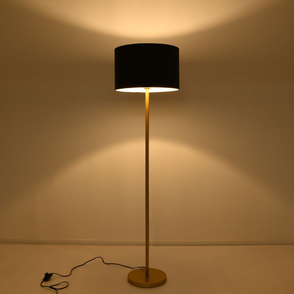GLOBOSTAR® ASHLEY 00825 Μοντέρνο Επιδαπέδιο Φωτιστικό με Ντουί 1 x E27 AC 220-240V IP20 - Μαύρο & Χρυσό - Μ40 x Π40 x Υ148cm