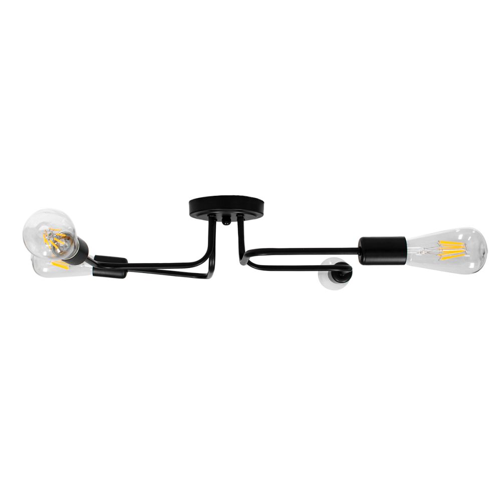 GLOBOSTAR® LIBERTA 00838 Vintage Φωτιστικό Οροφής με Ντουί 4 x E27 AC 220-240V IP20 - Μαύρο - Μ44.5 x Π44.5 x Υ12cm