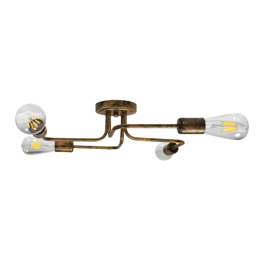 GLOBOSTAR® LIBERTA 00839 Μοντέρνο Φωτιστικό Οροφής με Ντουί 4 x E27 AC 220-240V IP20 - Χάλκινο - Μ44.5 x Π44.5 x Υ12cm