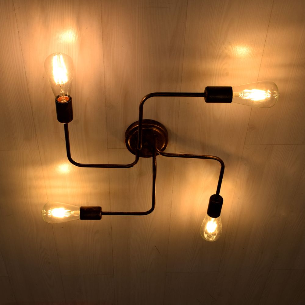 GLOBOSTAR® LIBERTA 00839 Μοντέρνο Φωτιστικό Οροφής με Ντουί 4 x E27 AC 220-240V IP20 - Χάλκινο - Μ44.5 x Π44.5 x Υ12cm
