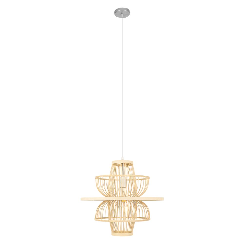 GLOBOSTAR® BALI 00861 Boho Κρεμαστό Φωτιστικό Οροφής με Ντουί 1 x E27 AC 220-240V IP20 - Μπεζ - Μ45 x Π45 x Υ42.5cm