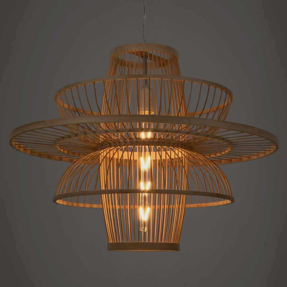 GLOBOSTAR® BALI 00862 Boho Κρεμαστό Φωτιστικό Οροφής με Ντουί 1 x E27 AC 220-240V IP20 - Μπεζ - Μ60 x Π60 x Υ45cm