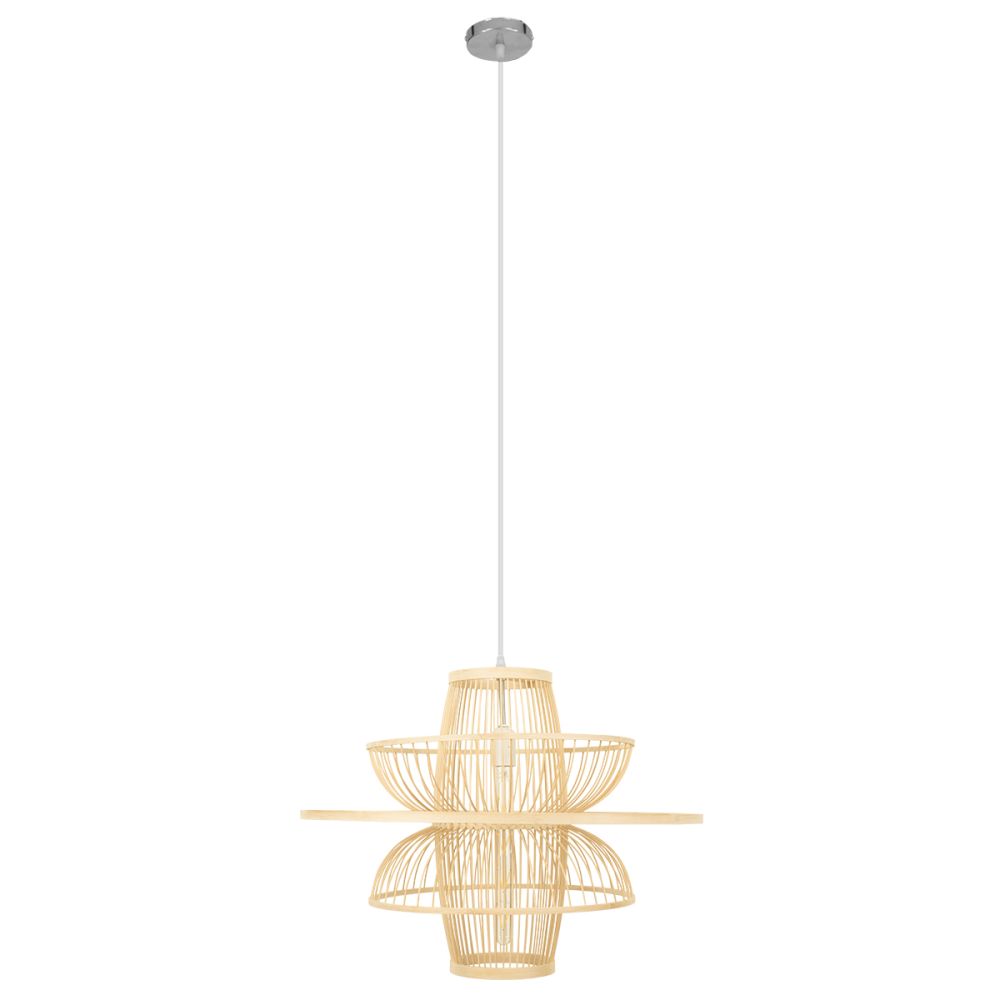 GLOBOSTAR® BALI 00862 Boho Κρεμαστό Φωτιστικό Οροφής με Ντουί 1 x E27 AC 220-240V IP20 - Μπεζ - Μ60 x Π60 x Υ45cm