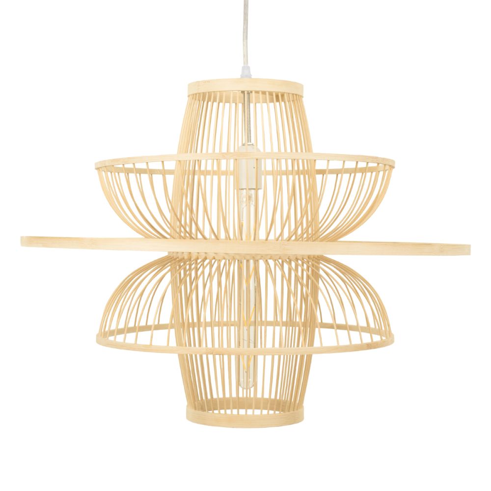 GLOBOSTAR® BALI 00862 Boho Κρεμαστό Φωτιστικό Οροφής με Ντουί 1 x E27 AC 220-240V IP20 - Μπεζ - Μ60 x Π60 x Υ45cm
