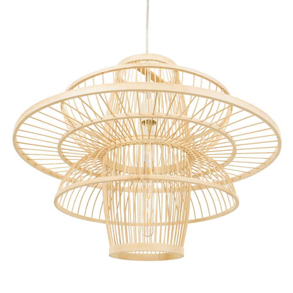 GLOBOSTAR® BALI 00862 Boho Κρεμαστό Φωτιστικό Οροφής με Ντουί 1 x E27 AC 220-240V IP20 - Μπεζ - Μ60 x Π60 x Υ45cm