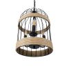 GLOBOSTAR® MERLIN 00865 Vintage Κρεμαστό Φωτιστικό Οροφής με Ντουί 3 x E14 AC 220-240V IP20 - Μαύρο & Μπεζ - Μ28 x Π28 x Υ40cm