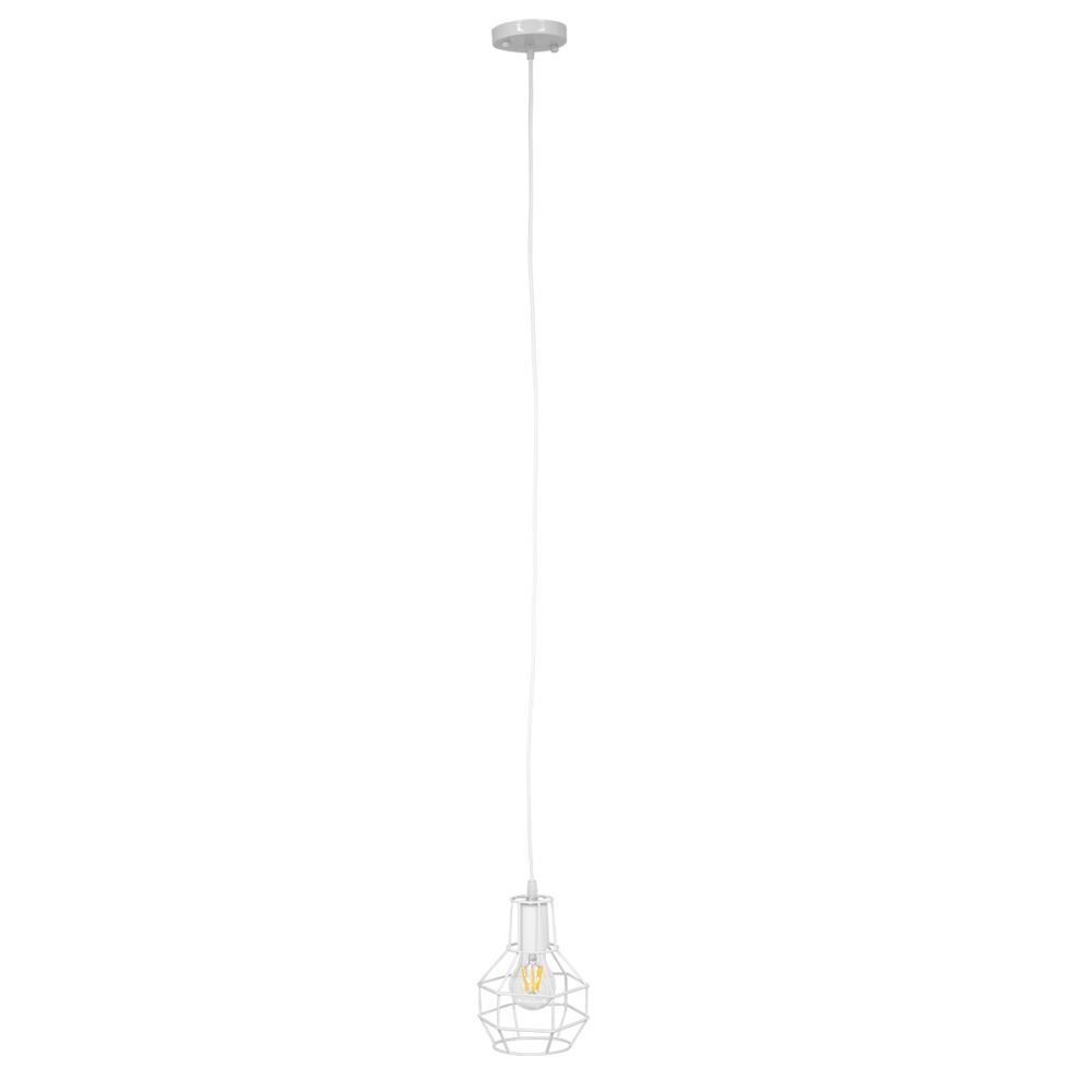 GLOBOSTAR® CAGE 00867 Vintage Κρεμαστό Φωτιστικό Οροφής με Ντουί 1 x E27 AC 220-240V IP20 - Λευκό - Μ15 x Π15 x Υ22cm