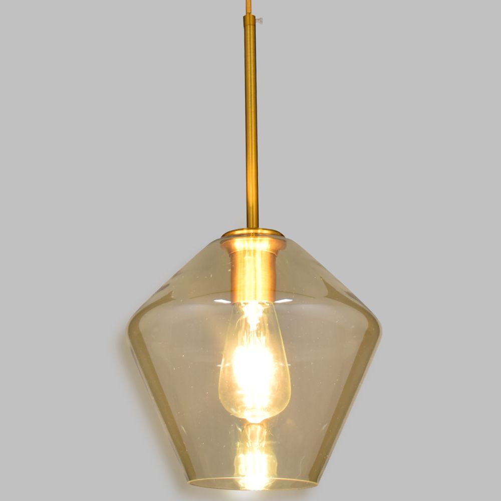 GLOBOSTAR® AMARIS 00869 Μοντέρνο Κρεμαστό Φωτιστικό Οροφής με Ντουί 1 x E27 AC 220-240V IP20 - Χρυσό Πλατίνα & Μελί - Μ22 x Π22 x Y22cm