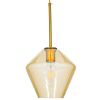 GLOBOSTAR® AMARIS 00869 Μοντέρνο Κρεμαστό Φωτιστικό Οροφής με Ντουί 1 x E27 AC 220-240V IP20 - Χρυσό Πλατίνα & Μελί - Μ22 x Π22 x Y22cm