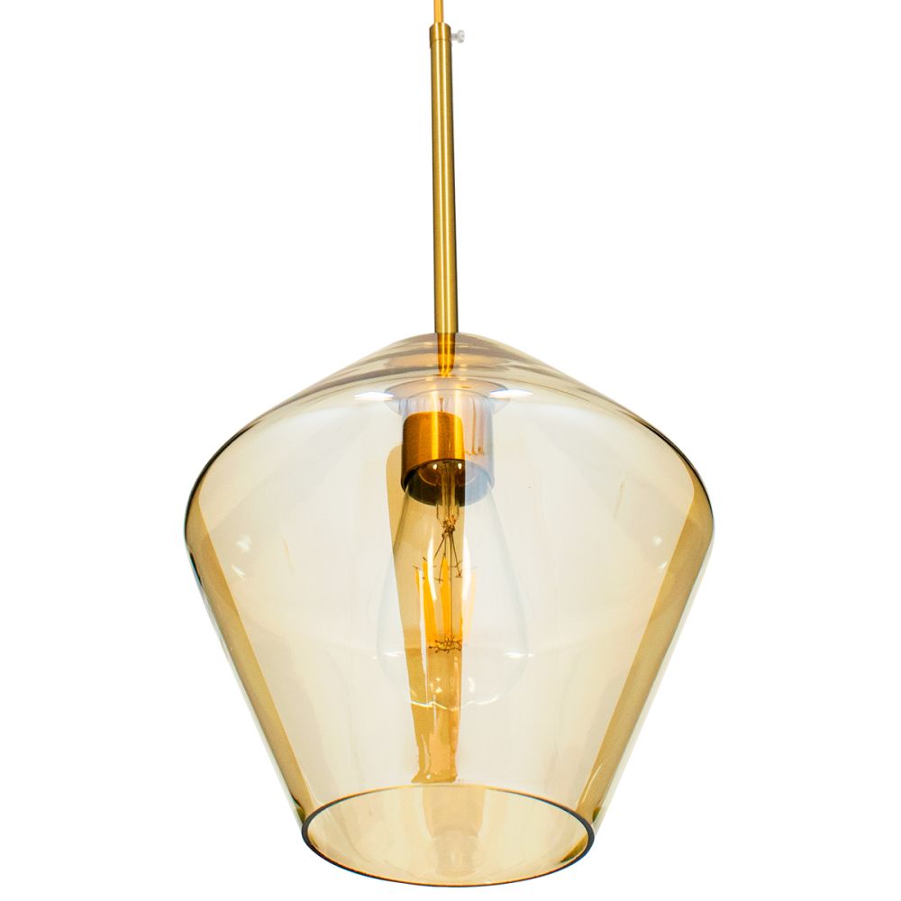 GLOBOSTAR® AMARIS 00869 Μοντέρνο Κρεμαστό Φωτιστικό Οροφής με Ντουί 1 x E27 AC 220-240V IP20 - Χρυσό Πλατίνα & Μελί - Μ22 x Π22 x Y22cm