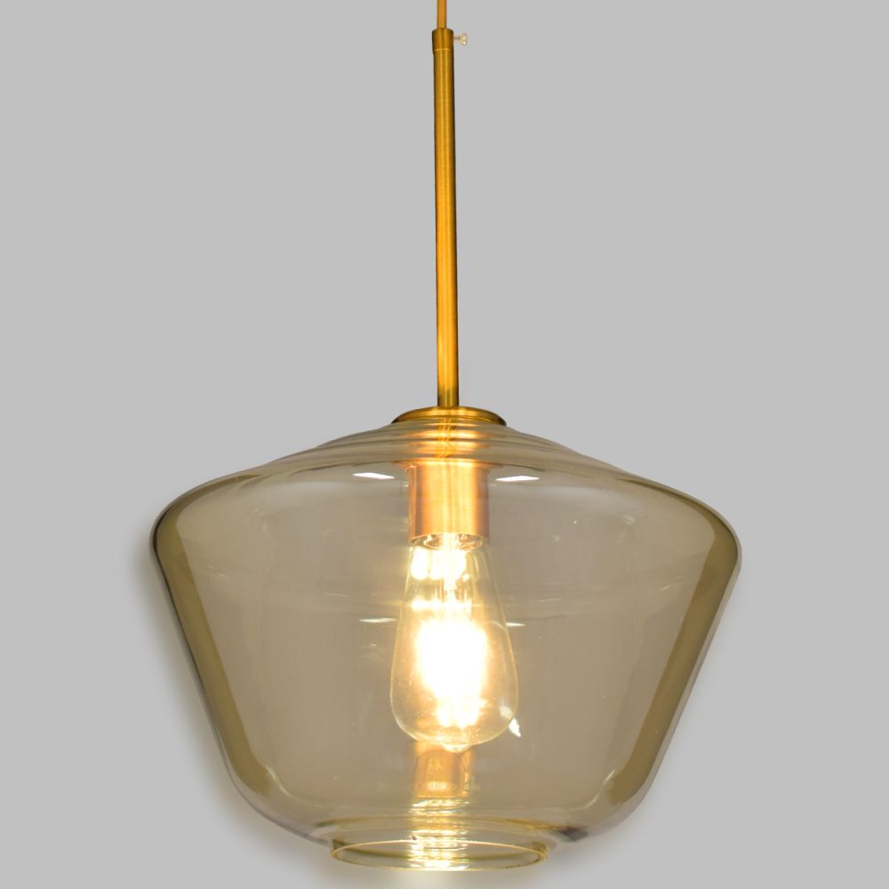 GLOBOSTAR® AMARIS 00870 Μοντέρνο Κρεμαστό Φωτιστικό Οροφής με Ντουί 1 x E27 AC 220-240V IP20 - Χρυσό Πλατίνα & Μελί - Μ30 x Π30 x Y22cm