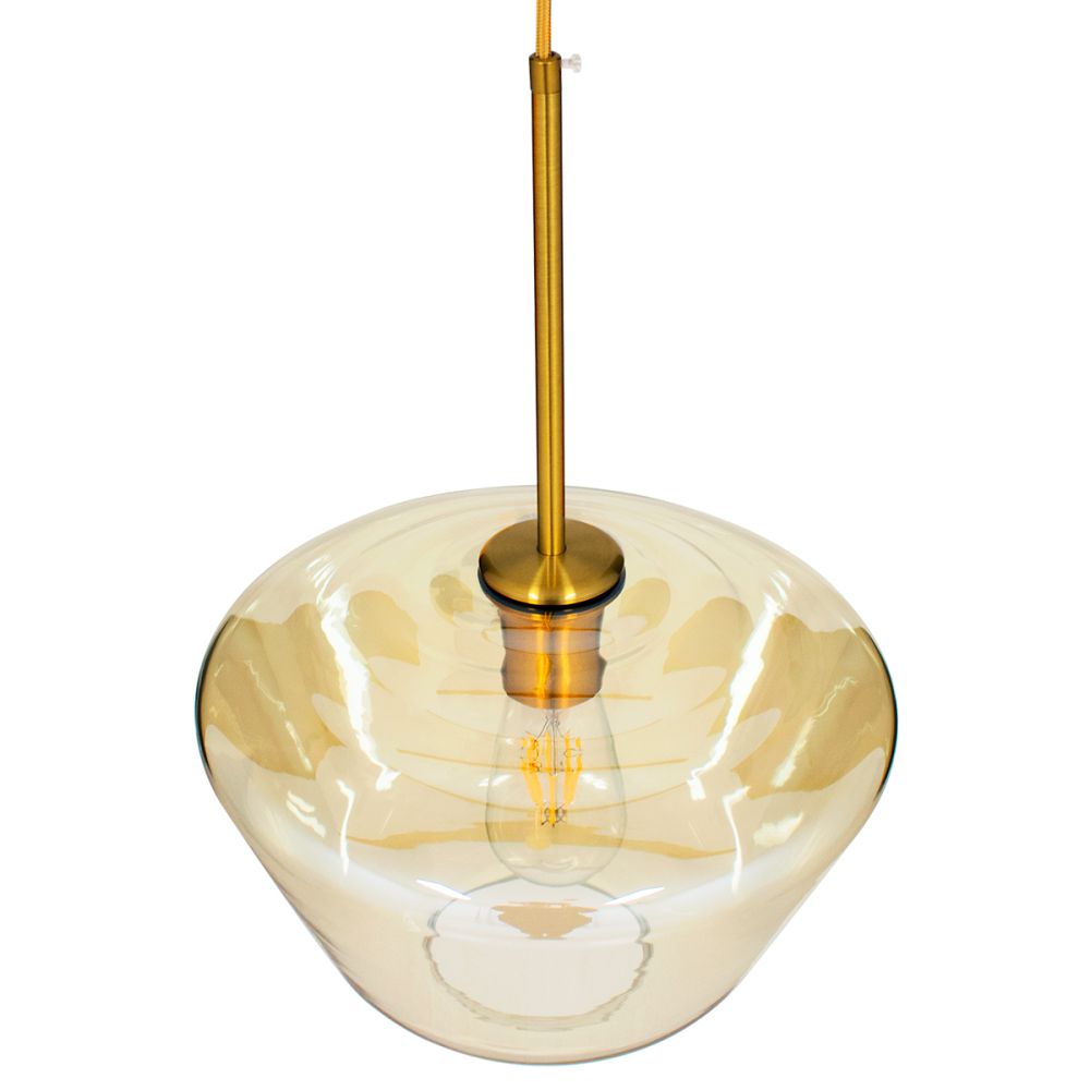GLOBOSTAR® AMARIS 00870 Μοντέρνο Κρεμαστό Φωτιστικό Οροφής με Ντουί 1 x E27 AC 220-240V IP20 - Χρυσό Πλατίνα & Μελί - Μ30 x Π30 x Y22cm