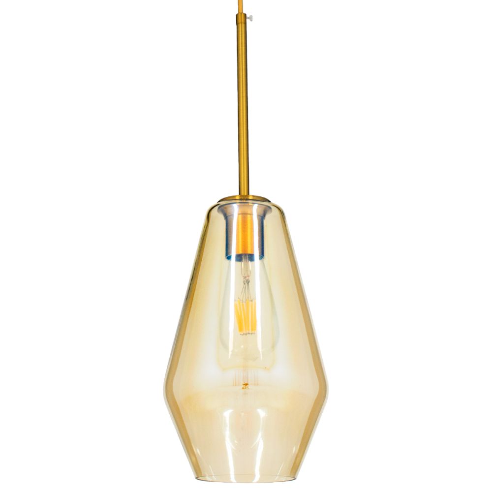 GLOBOSTAR® AMARIS 00871 Μοντέρνο Κρεμαστό Φωτιστικό Οροφής με Ντουί 1 x E27 AC 220-240V IP20 - Χρυσό Πλατίνα & Μελί - Μ17 x Π17 x Υ30cm