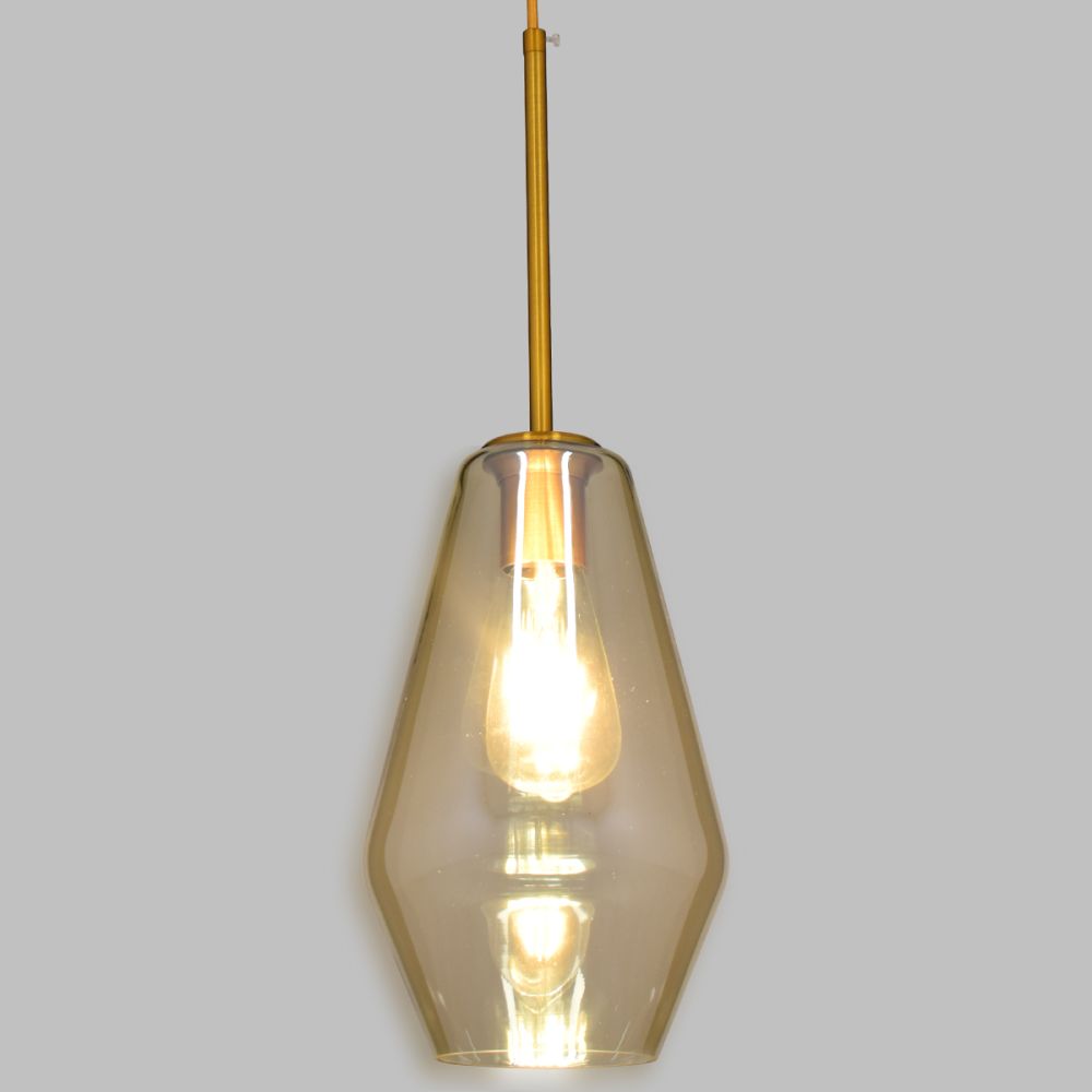 GLOBOSTAR® AMARIS 00871 Μοντέρνο Κρεμαστό Φωτιστικό Οροφής με Ντουί 1 x E27 AC 220-240V IP20 - Χρυσό Πλατίνα & Μελί - Μ17 x Π17 x Υ30cm