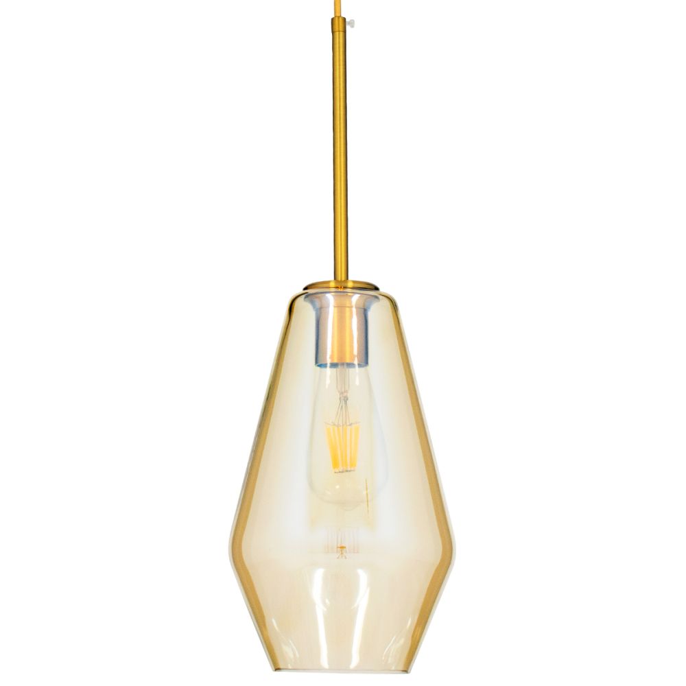 GLOBOSTAR® AMARIS 00871 Μοντέρνο Κρεμαστό Φωτιστικό Οροφής με Ντουί 1 x E27 AC 220-240V IP20 - Χρυσό Πλατίνα & Μελί - Μ17 x Π17 x Υ30cm