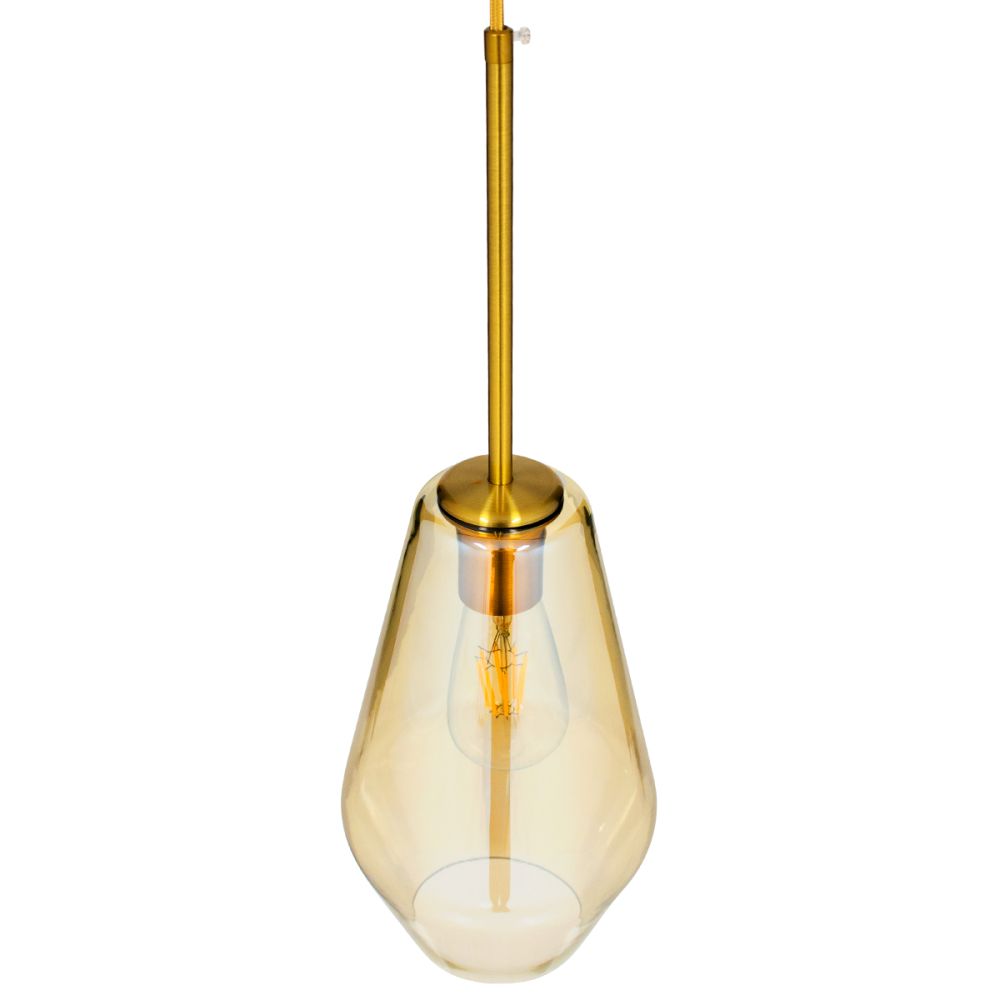 GLOBOSTAR® AMARIS 00871 Μοντέρνο Κρεμαστό Φωτιστικό Οροφής με Ντουί 1 x E27 AC 220-240V IP20 - Χρυσό Πλατίνα & Μελί - Μ17 x Π17 x Υ30cm